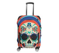FHESDCW Punk-Rock-Kopfhörer, Totenkopf-Gepäckhüllen für Koffer, waschbares Reisezubehör, Anti-Kratz- und Staubschutz, Kofferabdeckung, passend für 48,3 - 81,3 cm Gepäck, Stil:, S, Klassisch