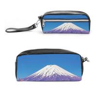 FHESDCW Purple Mount Fuji Federmäppchen, große Kapazität, mit Reißverschluss, wasserdicht, Kosmetiktasche für Reisen, Vintage-Leder-Federmäppchen für Damen und Herren