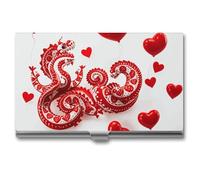 FHESDCW Red Love Little Dragon Visitenkartenetui für Männer & Frauen, professionelles Kartenetui mit Schnallenstil, kompaktes und tragbares Metalletui für Büroangestellte, Stil, Einheitsgröße