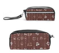 FHESDCW Southwest Federmäppchen aus Rindsleder, großes Fassungsvermögen, mit Reißverschluss, wasserdicht, Kosmetiktasche für Reisen, Vintage-Stifttasche aus Leder für Damen und Herren