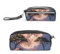 FHESDCW The Elephant Walks Federmäppchen mit großem Fassungsvermögen und Reißverschluss, wasserdichte Kosmetiktasche für Reisen, Vintage-Leder-Federmäppchen für Damen und Herren