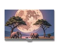 FHESDCW The Elephant Walks Visitenkartenetui für Damen und Herren, professionelles Kartenetui mit Schnallenverschluss, kompaktes und tragbares Metalletui für Büroangestellte, Stil, Einheitsgröße