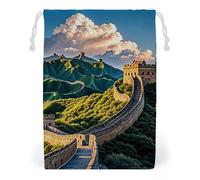 FHESDCW The Great Wall Kordelzugbeutel, Leinwand, wiederverwendbare Reise-Schmuckbeutel, waschbare Aufbewahrungsbeutel für Geschenk, Süßigkeiten, Kosmetik, 12 x 18 cm