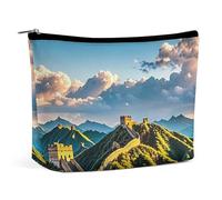 FHESDCW The Great Wall of China Make-up-Tasche für Damen, PU-Leder, wasserdicht, Kosmetiktasche mit Reißverschluss, tragbarer Reise-Make-up-Organizer