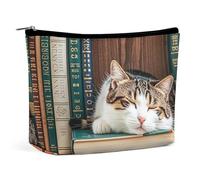 FHESDCW The Kitten Sleeps Make-up-Tasche für Damen, PU-Leder, wasserdichte Kosmetiktasche mit Reißverschluss, tragbarer Reise-Make-up-Organizer