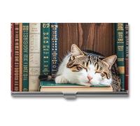 FHESDCW The Kitten Sleeps Visitenkartenetui für Männer und Frauen, professionelles Kartenetui mit Schnallenverschluss, kompaktes und tragbares Metalletui für Büroangestellte, Stil, Einheitsgröße