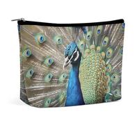FHESDCW The Peacock Make-up-Tasche für Damen, PU-Leder, wasserdicht, Kosmetiktasche mit Reißverschluss, tragbarer Reise-Make-up-Organizer