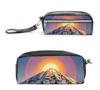 FHESDCW The Sun Federmäppchen mit großem Fassungsvermögen und Reißverschluss, wasserdichte Kosmetiktasche für Reisen, Vintage-Leder-Federmäppchen für Damen und Herren