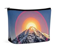 FHESDCW The Sun Make-up-Tasche für Damen, PU-Leder, wasserdicht, Kosmetiktasche mit Reißverschluss, tragbarer Reise-Make-up-Organizer