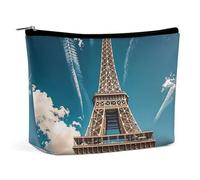 FHESDCW The Towering Iron Tower Make-up-Tasche für Damen, PU-Leder, wasserdicht, Kosmetiktasche mit Reißverschluss, tragbarer Reise-Make-up-Organizer