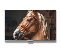 FHESDCW Top Carpenter's Horse Head Visitenkartenetui für Männer & Frauen, professionelles Kartenetui mit Schnallenstil, kompaktes und tragbares Metalletui für Büroangestellte, Stil, Einheitsgröße