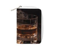 FHESDCW Zigarren- und Whiskey-Leder-Kartentasche, Kreditkartenhalter, Reißverschluss, Geldbörse mit 20 Kartenfächern, schmale Brieftasche, EC-Kartenschutz, Organizer, Stil, 16 x 11,5 cm, Stil:,