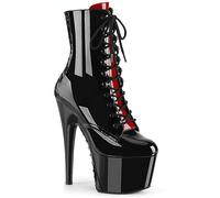 FhiHUEpr Damen Plateau-Stiefeletten mit runder Zehenpartie - 17 cm ultrahohe Absätze - Pole Dance & Nachtclub-Schuhe, Bühnenstiefel für die Modeshow,Schwarz,39 EU