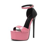 FhiHUEpr Damen Sandaletten mit Verstellbarer Schnalle und Plateau-Stiletto