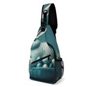 FHPCE Sling Rucksack, Crossbody für Herren, Damen, Hüte und Partys, Crossbody, verstellbare Brusttasche, Korb mit Eiern und Kaninchen, 38x20cm