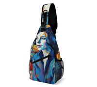 FHPCE Sling Rucksack, Crossbody für Herren, Damen, Hüte und Partys, Crossbody, verstellbare Brusttasche, Frau auf Hintergrund, 38x20cm