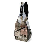 FHPCE Sling Rucksack, Crossbody, für Herren, Damen, Leopardenmuster und Fersen, verstellbare Brusttasche, Puppenhase an der Wand, 38x20cm