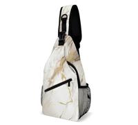 FHPCE Sling Rucksack Crossbody für Mann Frau Geometrische Formen Muster Crossbody Verstellbare Brusttasche, Elfenbeinfarbene Marmor-Textur, 38x20cm