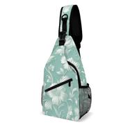 FHPCE Sling Rucksack Crossbody für Mann Frau Haus und Meer Crossbody Verstellbare Brusttasche, Zartes Blumenmuster, 38x20cm