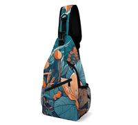 FHPCE Sling Rucksack Crossbody für Mann Frau Hund liegend auf dem Bett Crossbody verstellbare Brusttasche, Tropische Blumen, 38x20cm