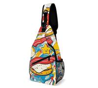 FHPCE Sling Rucksack Crossbody für Mann Frau Nahaufnahme Foto von Blumen Crossbody Verstellbare Brusttasche, Gegrillter herzhafter Crêpe, 38x20cm