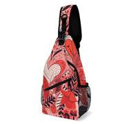 FHPCE Sling Rucksack, Crossbody, für Mann und Frau, Muster und Ozeane, verstellbare Brusttasche, Muster auf rosa Hintergrund, 38x20cm