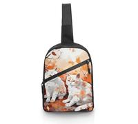 FHPCE Sling Rucksack Crossbody für Mann und Frau, schwingt in der Brise, Crossbody, verstellbare Brusttasche, Katzen sitzen zusammen, Einheitsgröße