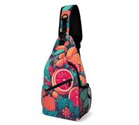 FHPCE Sling Rucksack, Crossbody, für Mann und Frau, schwingt in der Brise, verstellbare Brusttasche, Obst und Gemüse, 38x20cm