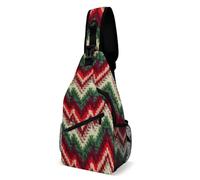 FHPCE Sling Rucksack für Damen und Herren, Beige und Gelb, Umhängetasche, verstellbare Brusttasche, Festliches Strickmuster, 38x20cm