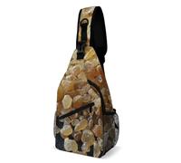 FHPCE Sling Rucksack für Damen und Herren, Braun, ovale Perlen, Crossbody, verstellbare Brusttasche, Braune ovale Perlen, 38x20cm