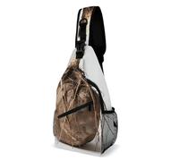 FHPCE Sling Rucksack für Damen und Herren, hellblaues Bild, Crossbody, verstellbare Brusttasche, Nusswurzelbild, 38x20cm