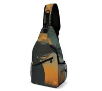 FHPCE Sling-Rucksack für Mann und Frau, Draw A Swirl Muster, Crossbody, verstellbare Brusttasche, Mond und Frau, 38x20cm