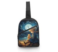 FHPCE Sling Rucksack für Mann und Frau, handgezeichnetes Diagramm, Umhängetasche, verstellbare Brusttasche, Damen und Katze, Einheitsgröße