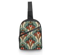 FHPCE Sling Rucksack für Mann und Frau, handgezeichnetes Diagramm, Umhängetasche, verstellbare Brusttasche, Art-Deco-Muster, EinheitsgröÃŸe