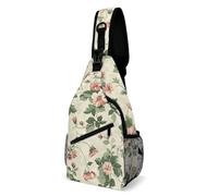 FHPCE Sling Rucksack für Mann und Frau, Skelett im Anzug, Crossbody, verstellbare Brusttasche, Kleines Blumenmuster, 38x20cm