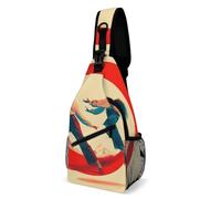 FHPCE Sling Rucksack, Umhängetasche für Mann und Frau, geometrische Formen, Crossbody, verstellbare Brusttasche, Ein großer roter Kreis, 38x20cm