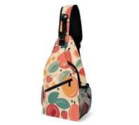 FHPCE Sling Rucksack, Umhängetasche für Mann und Frau, geometrische Formen, Crossbody, verstellbare Brusttasche, Verschiedene farbige Früchte, 38x20cm