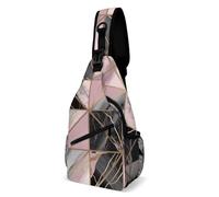 FHPCE Sling Rucksack, Umhängetasche für Mann und Frau, geometrische Formen, Crossbody, verstellbare Brusttasche, Goldfarbenes Muster, 38x20cm