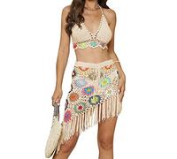 Fhsqwernm Häkel Bademode Ausgehöhlt Strandmode Cover Sexy Oberteile Strandmode Set Badeanzug