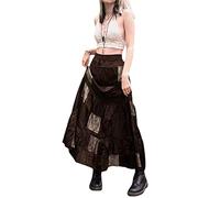 Fiacafyo Y2K Damen-Midirock, hohe Taille, lang, Sommer, Gothic, Maxi, lang, Bleistiftröcke, Sommer, Maxi, Fee, Grunge, Gothic, ästhetisch, lange Röcke, C-braun, L