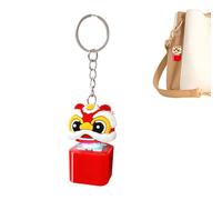 Fidget Keychain Toy - Lion Dance Pendant for Travel | Abs Material with Button Clicker Design, Compact 4.8×3×3.3cm Size, Lightweight 28g Build, Nursery Kindergarten and Road Trip Accessory