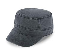fiebig Army GI-Cap in Washed Cotton | Klassische Arbeitsmütze mit Klettverschluss | Militär Outdoor Kappe aus Baumwolle (One Size, Anthrazit)