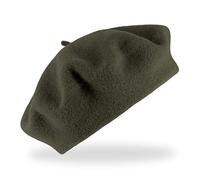 fiebig Baske aus 100% Reiner Schurwolle | Baskenmütze in One Size & Woolmark Qualität | Wollbaske in vielen Farben Made in Europe (Khaki)