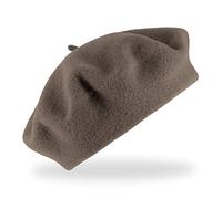 fiebig Baske aus 100% Reiner Schurwolle | Baskenmütze in One Size & Woolmark Qualität | Wollbaske in vielen Farben Made in Europe (Taupe)