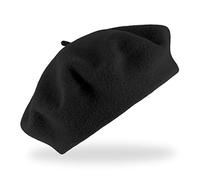 fiebig Baske aus 100% Reiner Schurwolle | Baskenmütze in One Size & Woolmark Qualität | Wollbaske in vielen Farben Made in Europe (Schwarz)