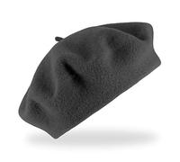 fiebig Baske aus 100% Reiner Schurwolle | Baskenmütze in One Size & Woolmark Qualität | Wollbaske in vielen Farben Made in Europe (Anthrazit)