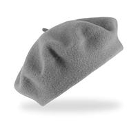 fiebig Baske aus 100% Reiner Schurwolle | Baskenmütze in One Size & Woolmark Qualität | Wollbaske in vielen Farben Made in Europe (Hellgrau)