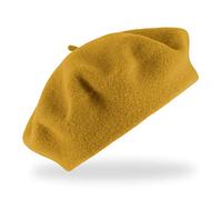 fiebig Baske aus 100% Reiner Schurwolle | Baskenmütze in One Size & Woolmark Qualität | Wollbaske in vielen Farben Made in Europe (Mais)