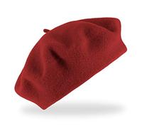 fiebig Baske aus 100% Reiner Schurwolle | Baskenmütze in One Size & Woolmark Qualität | Wollbaske in vielen Farben Made in Europe (Rot)