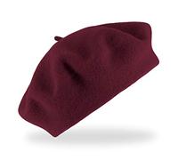 fiebig Baske aus 100% Reiner Schurwolle | Baskenmütze in One Size & Woolmark Qualität | Wollbaske in vielen Farben Made in Europe (Bordeaux)